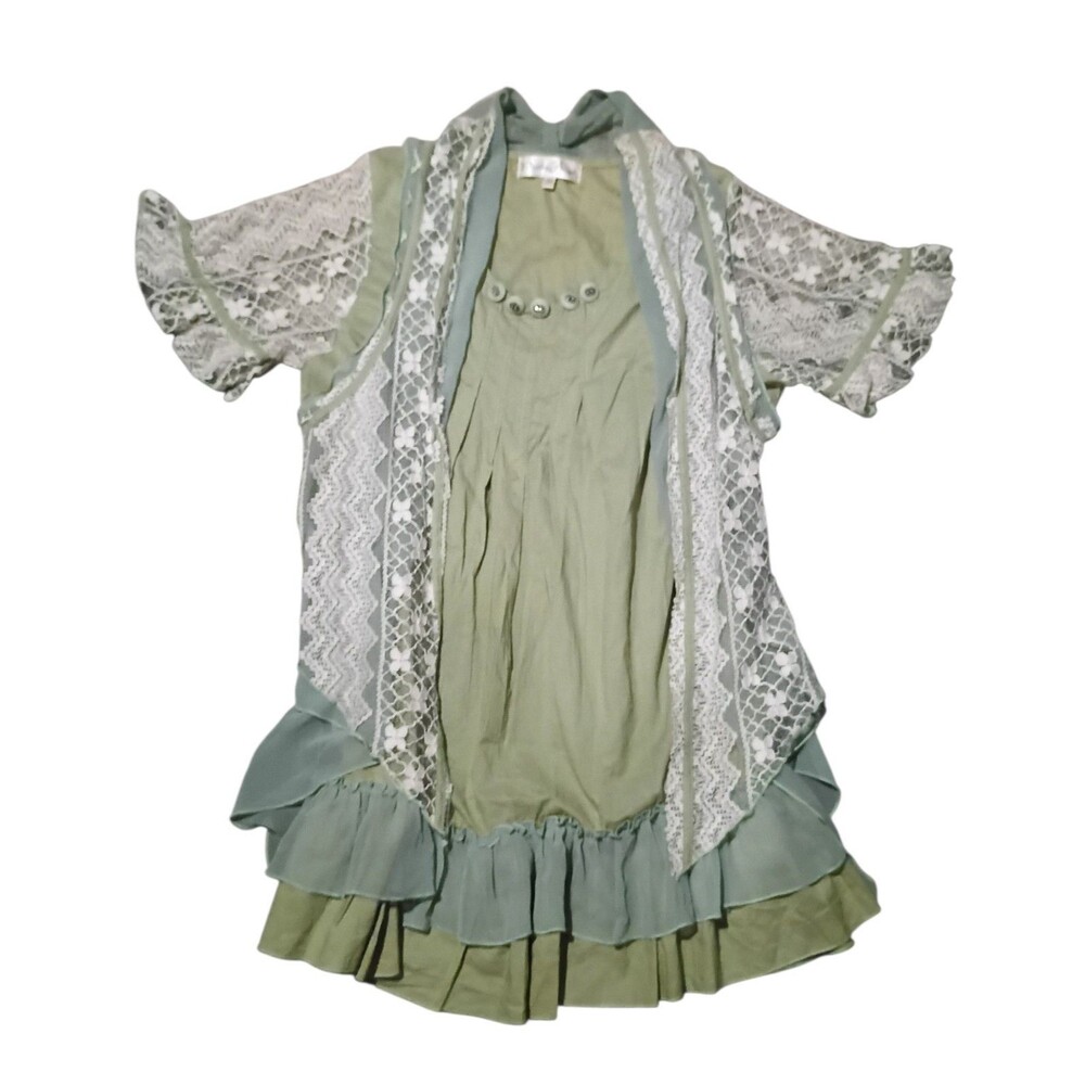 My Pretty Angel 2-piece olive green silk blend Top Size M